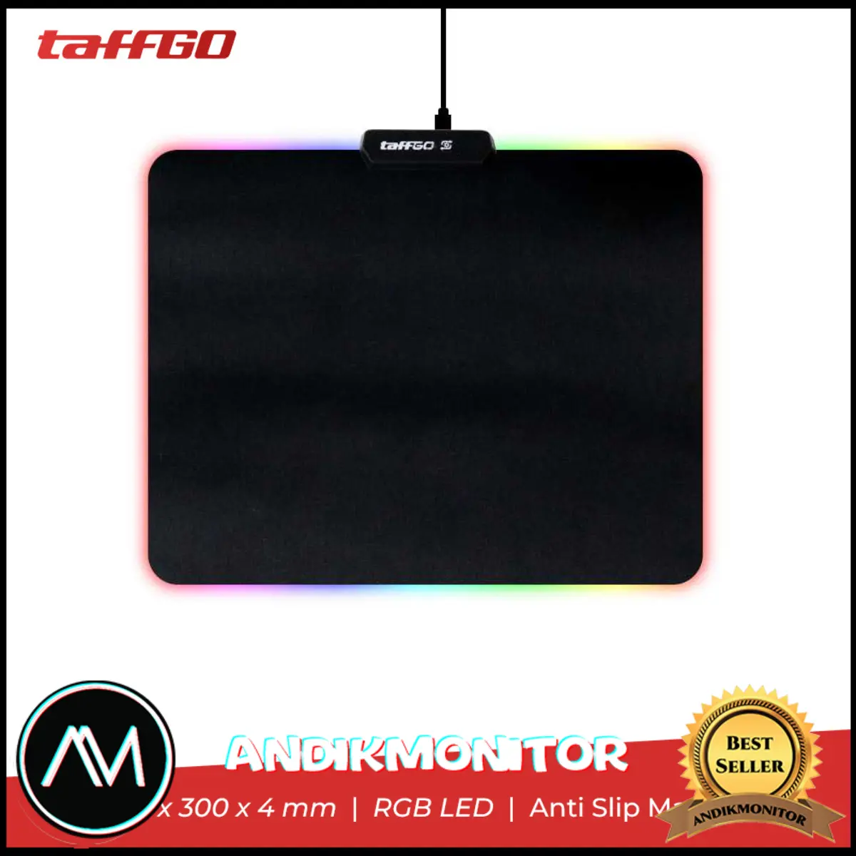 TaffGO Gaming Mouse Pad Glowing RGB LED High Precision 250x300x4mm Computer Mousepad