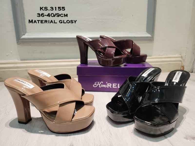 KS.3155 silang basic 9cm Hak Tinggi (5-8 cm) red heels