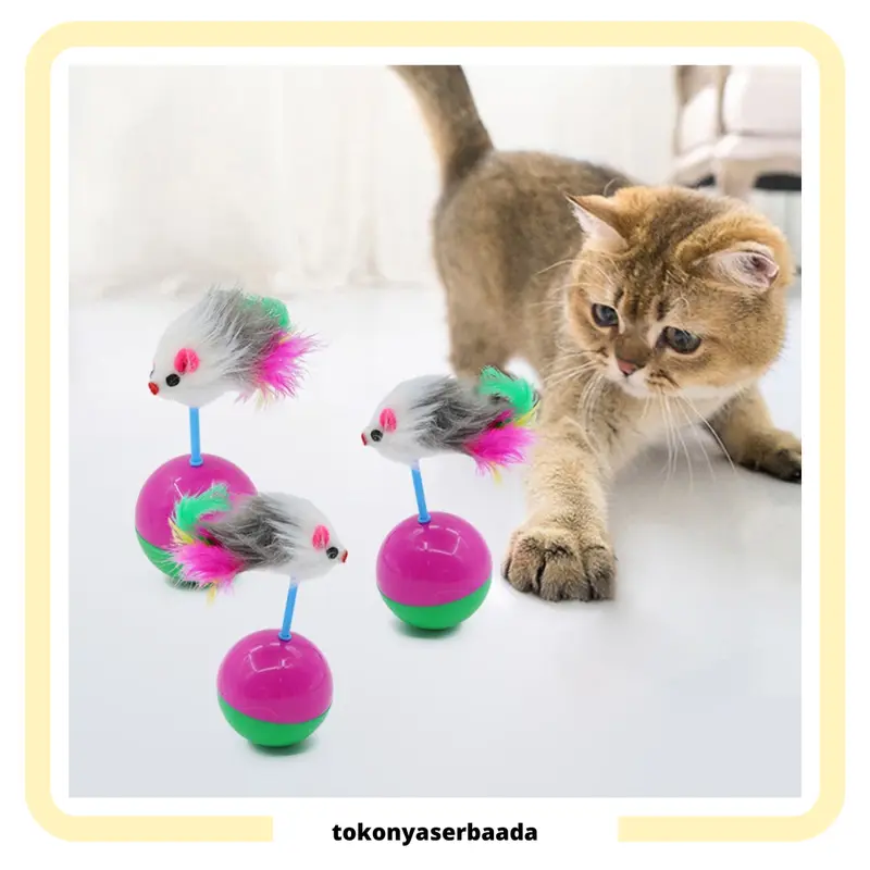 TSA (COD) Mainan Kucing Bola plastik Tikus Goyang Mainan Hewan Peliharaan Kucing Anjing Rattle Pet Toys Dog Cat 0