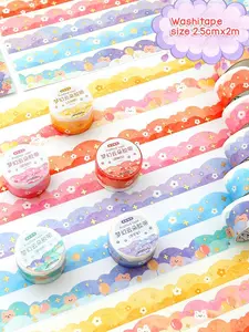 Washitape Masking Tape Selotip Kertas Motif Awan Bintang Model Korea Jepang Aesthetic Untuk Hias buku Journal Diary Catatan Harian Memo Scraping Book HP Tempat Pensil ATK Dekorasi Scrap dll