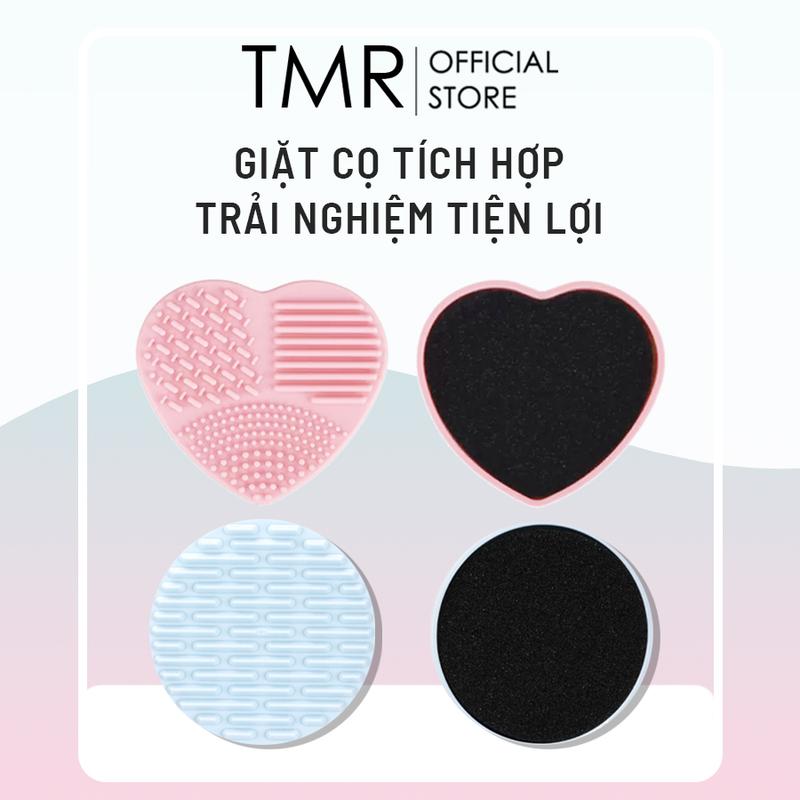 Hộp vệ sinh cọ trang điểm TMR Silicon nhựa cao cấp 2 trong 1 làm sạch cọ khô ướt