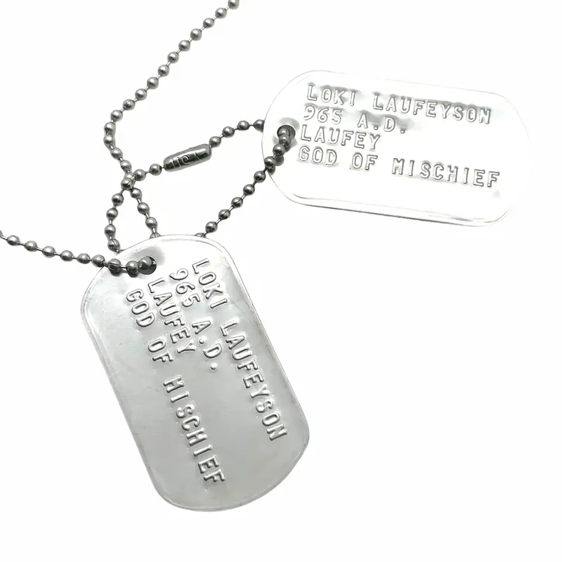 'GOD OF MISCHIEF' LOKI Military Dog Tags - Movie Costume Cosplay Prop - Stainless Steel Chains Included 1