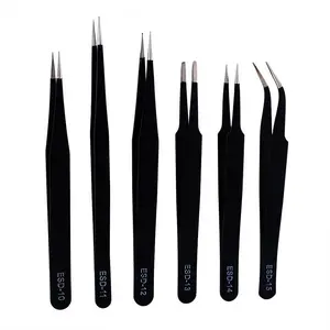 EELIC PIN-SET6P Pinset set 6 pcs anti static tweezers black