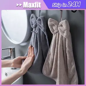 Kain Lap Tangan Microfiber Motif Hand Towel Handuk Gantung Serbaguna / Handuk Tangan Kering / Tisu tangan / Tisu wastafel / Handuk tangan gantung Bulu Merah
