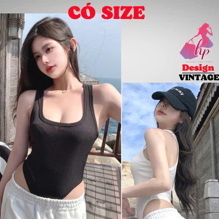 Áo bodysuit ba lỗ sát nách mùa hè, áo kiểu nữ thun co giãn màu đen trắng đi biển đi chơi G890 CỔ VUÔNG Women Top