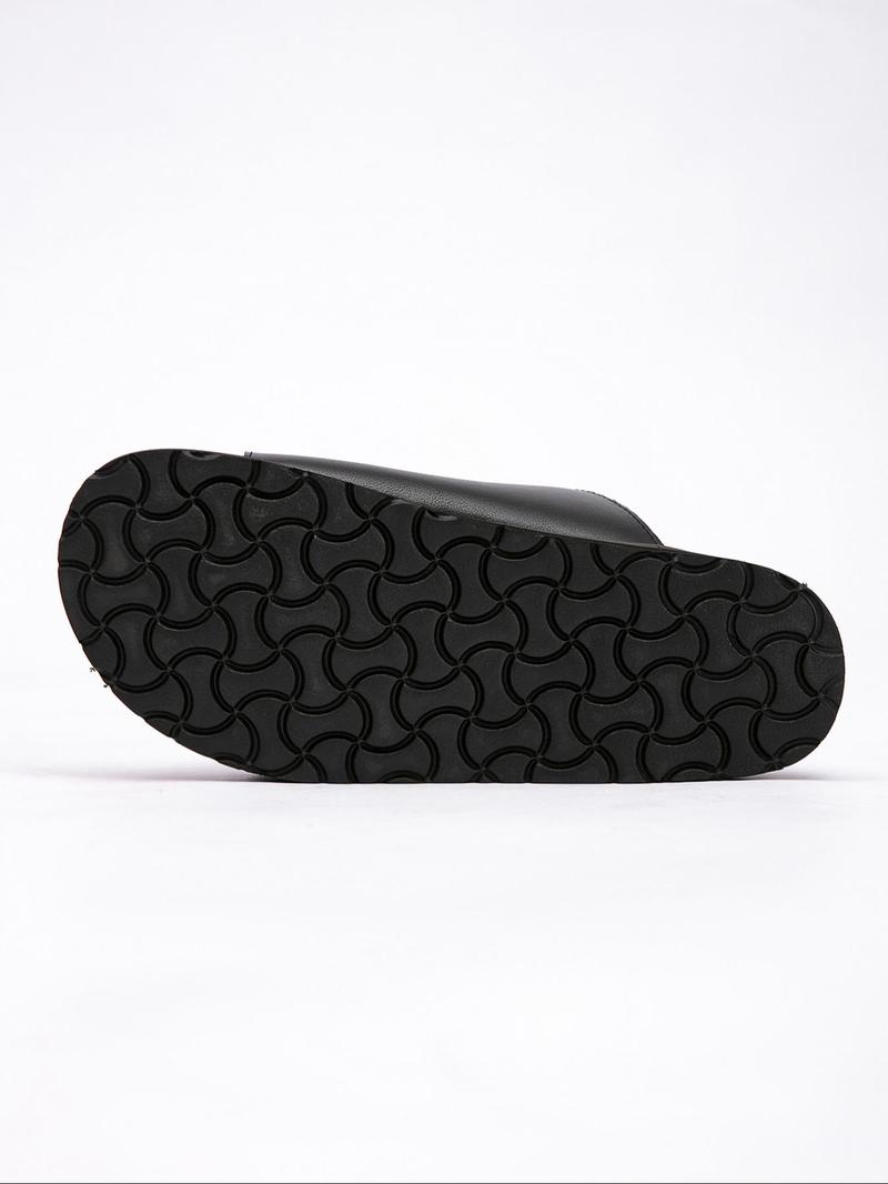 Product Introduction of Women's Fashionable Plain Color Buckle Decorated Slides, Casual Comfortable Flat Sandals for Summer, Lightweight Breathable Shoes for Daily Wear, Girl 6