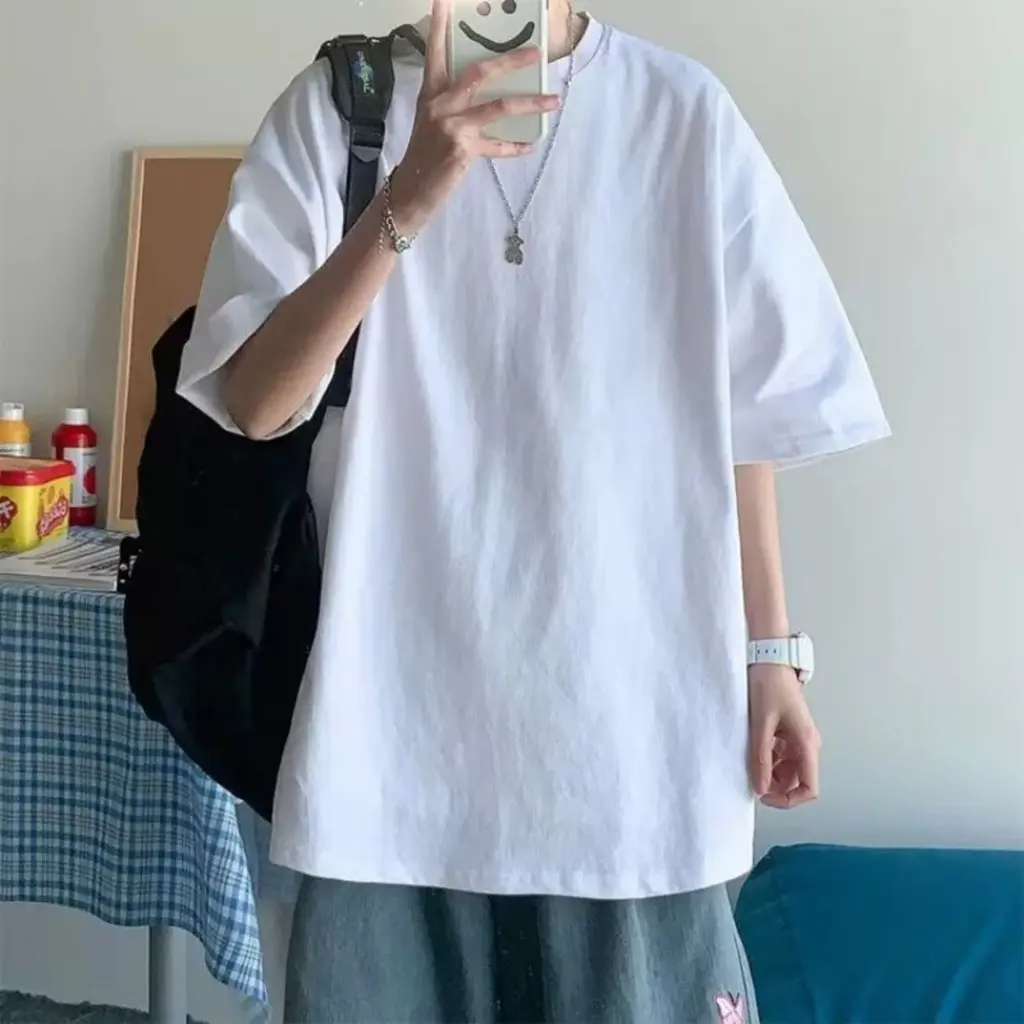 Five Sleeve T-Shirt, Summer Trend, Solid Color Short Sleeved Versatile Loose Inner Half Sleeved Short Sleeved T-Shirt, Men's Base Shirt, Upper Clothes