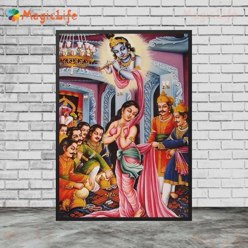 Product Introduction of Tranh Vải Nghệ Thuật Treo Tường, Thần Vishnu, Thần Brahma Và Thần Shiva, Trang Trí Nhà Cửa, Áp Phích Và In Ấn Cổ Điển Đạo Kính Hindu 4