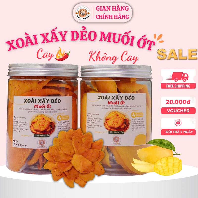 Xoài Sấy dẻo Muối ớt , xoài sấy dẻo - Chua cay mặn ngọt Ăn vặt Leo Food