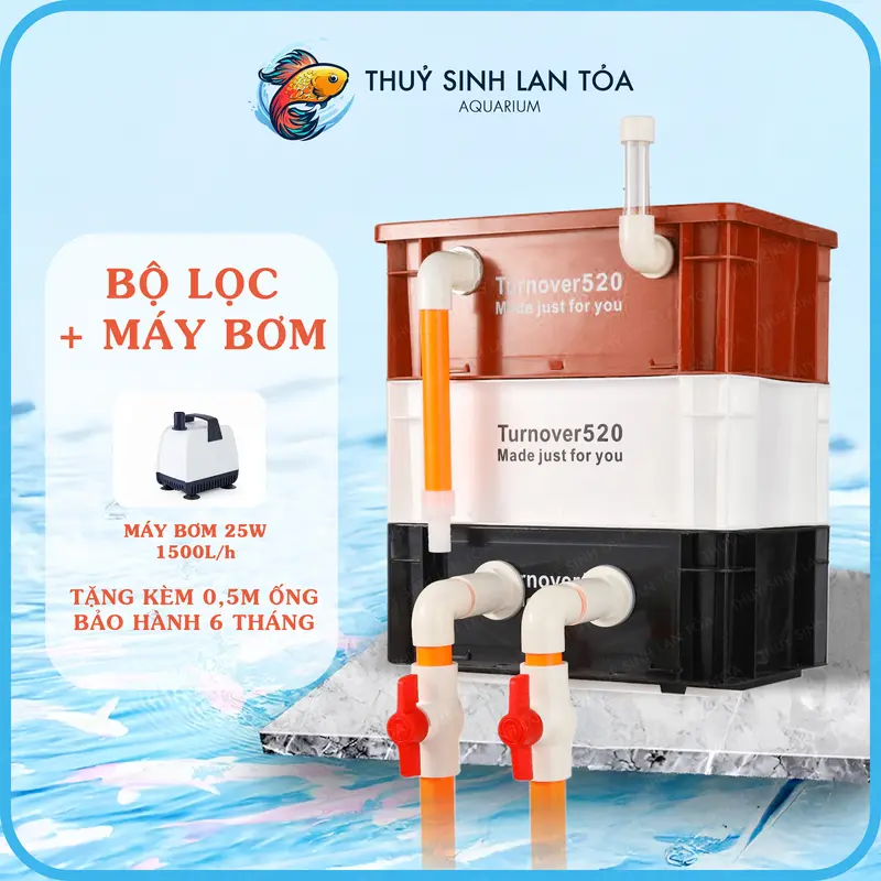 Thùng lọc hồ cá cảnh 3 tầng, baki dàn mưa, đầy đủ ống nối lọc baki lọc bể, vật liệu lọc và máy bơm đi kèm (tuỳ chọn) 1