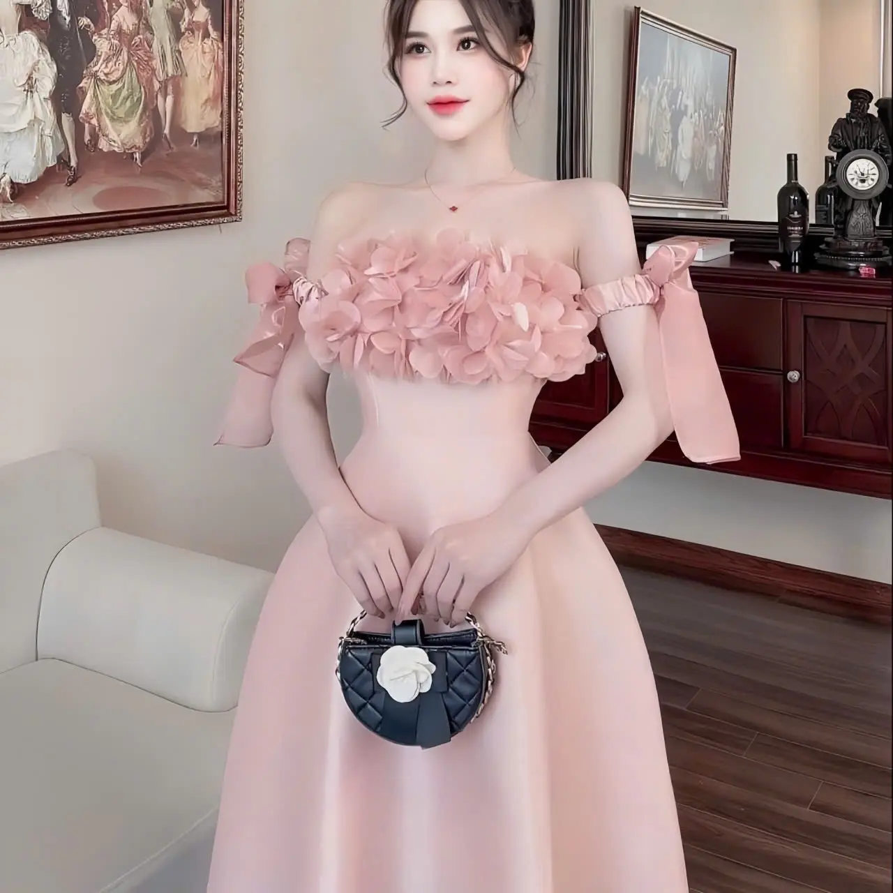 ￼ ￼ĐẦM TAPTA ĐÍNH BÔNG RỚT VAI ĐI CHƠI, ĐI TIỆC , ĐI ĂN CƯỚI NYC SANG CHẢNH, ĐẦM DỰ TIỆC CUỐI NĂM