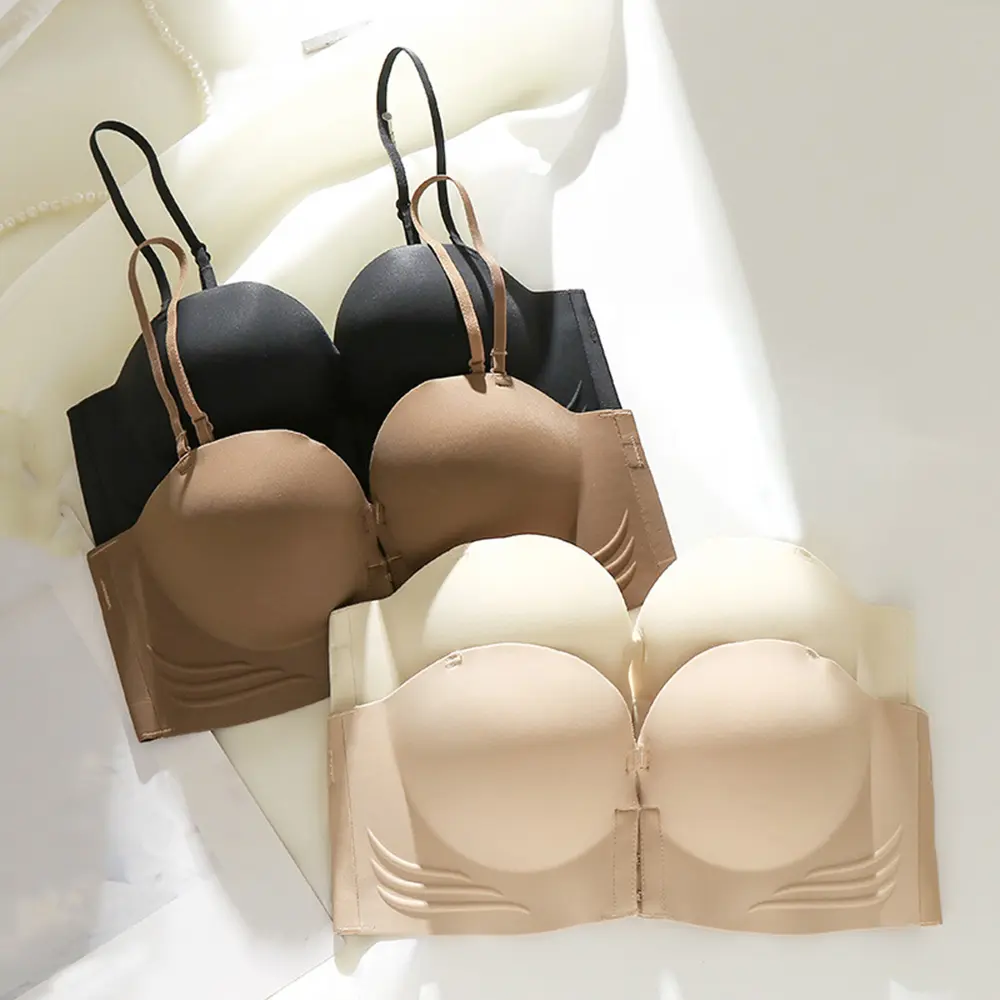 Front Buckle Non-wire Push Up Bra Speedy Seamless Breathable Underwear Detachable Shoulder Strap Womenswear Lingerie For Women
