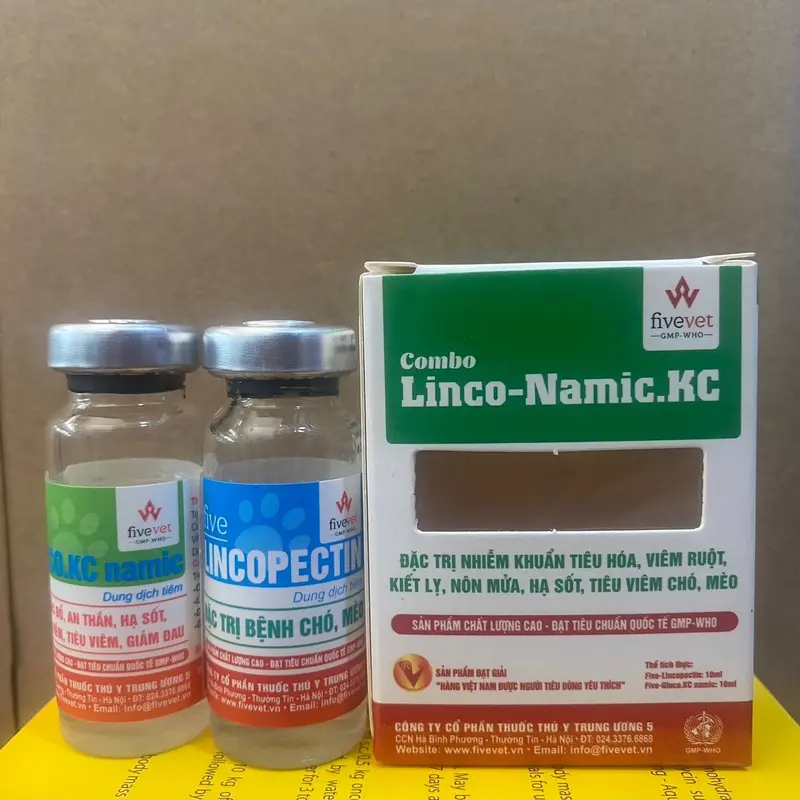 Linco-Namic.Kc nhiễm khuẩn tiêu hoá, viêm ruột, kiết lỵ, nôn mửa, hạ sốt, tiêu hoá Chó, Mèo Combo 10ml (thuốc bổ dùng cho thú cưng) khuyến mãi mua 5 tặng 1. 1
