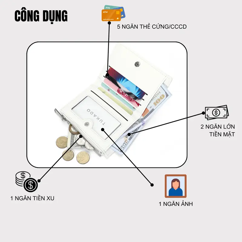 Ví Nữ Mini Cầm Tay 2 Ngăn Full Box Đựng Tiền Đựng Thẻ Da Xước Siêu Đẹp TK10 4