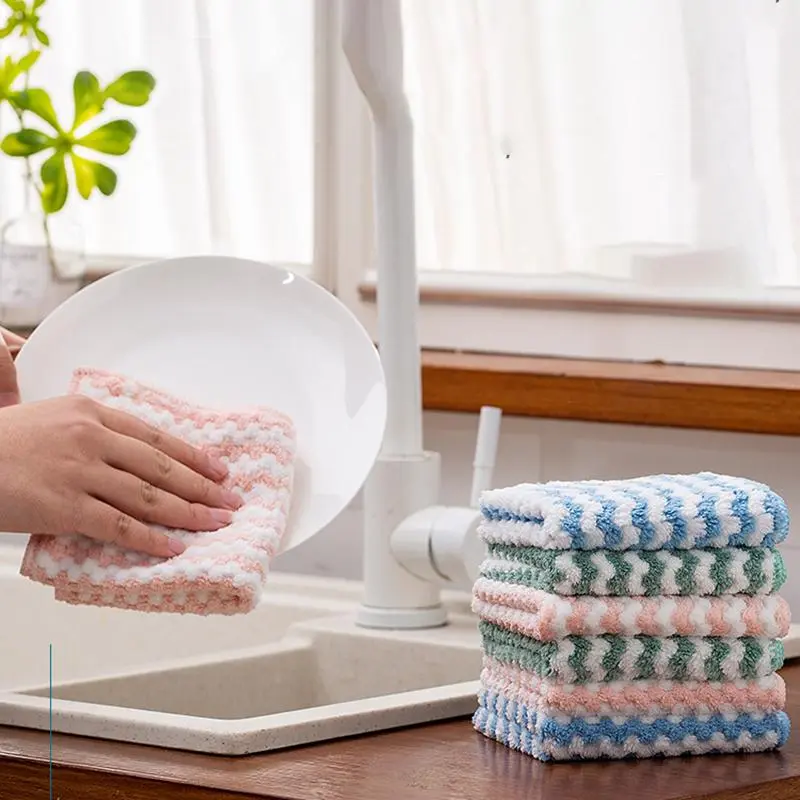 Kitchen Thickened Dishwashing Cloth Absorbs Water and Does Not Stick To Oil, Soft and Practical Cleaning Cloth, Floor Wall Desk Towel
