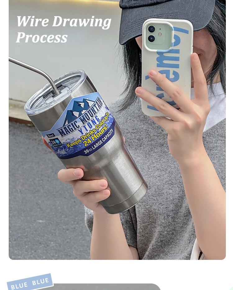 Product Introduction of Stainless Steel Freeze Thermos Cup with Straw Ice Coffee Drink Vacuum Insulated Bottle Car Travel Outdoor Mountain Cup 15
