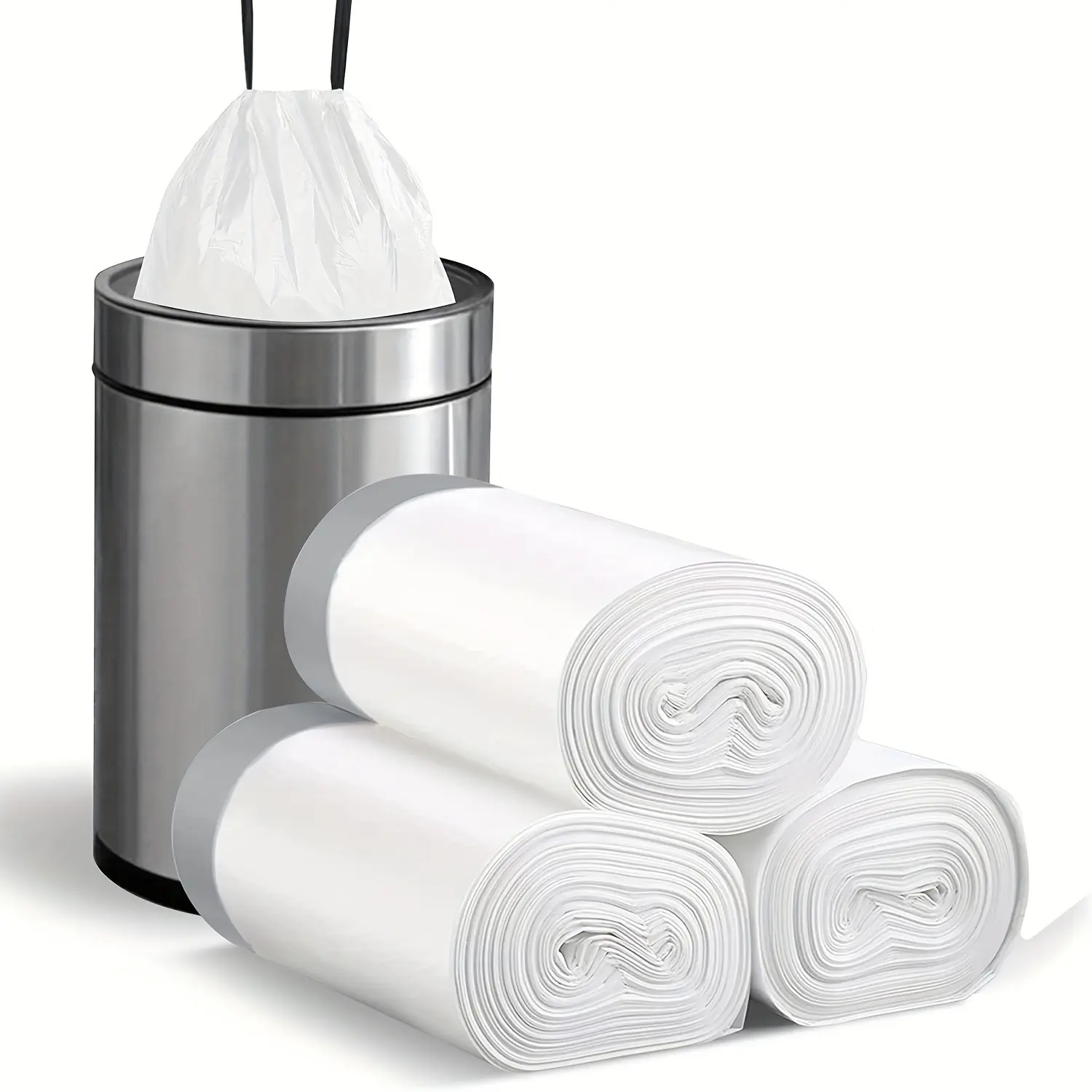 Túi đựng rác dây rút, 3 cuộn, 45 chiếc mỗi cuộn, Kích thước Nhỏ 15,14 L, Làm bằng nhựa, Thích hợp cho thùng rác, Lót cho thùng rác 15 lít, Lý Tưởng cho phòng tắm, Phòng Tắm, Phòng ngủ, Văn phòng và Nhà vệ sinh