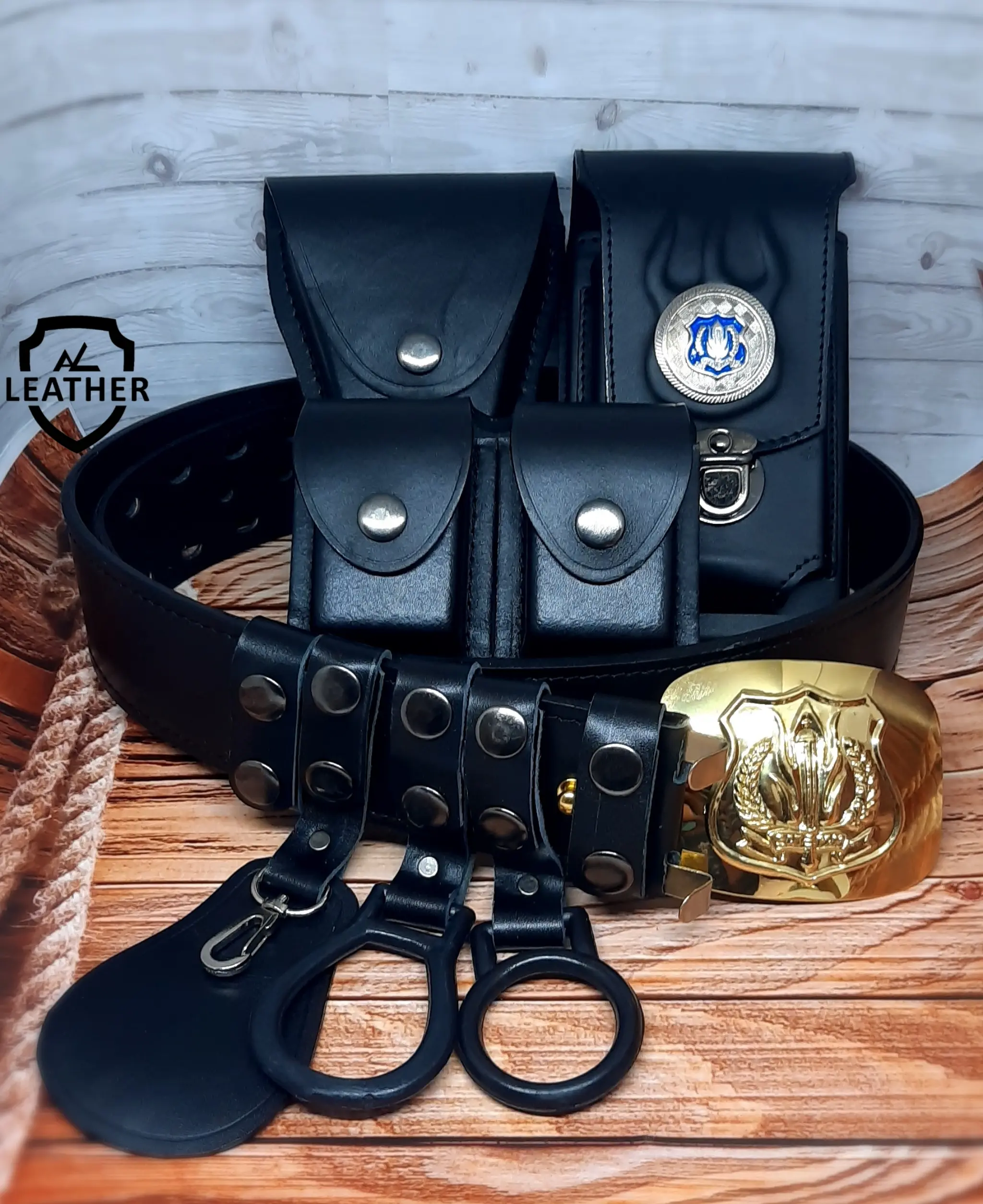 Sabuk Kopel Seurity Kulit Asli Lengkap dengan Sarung Hp