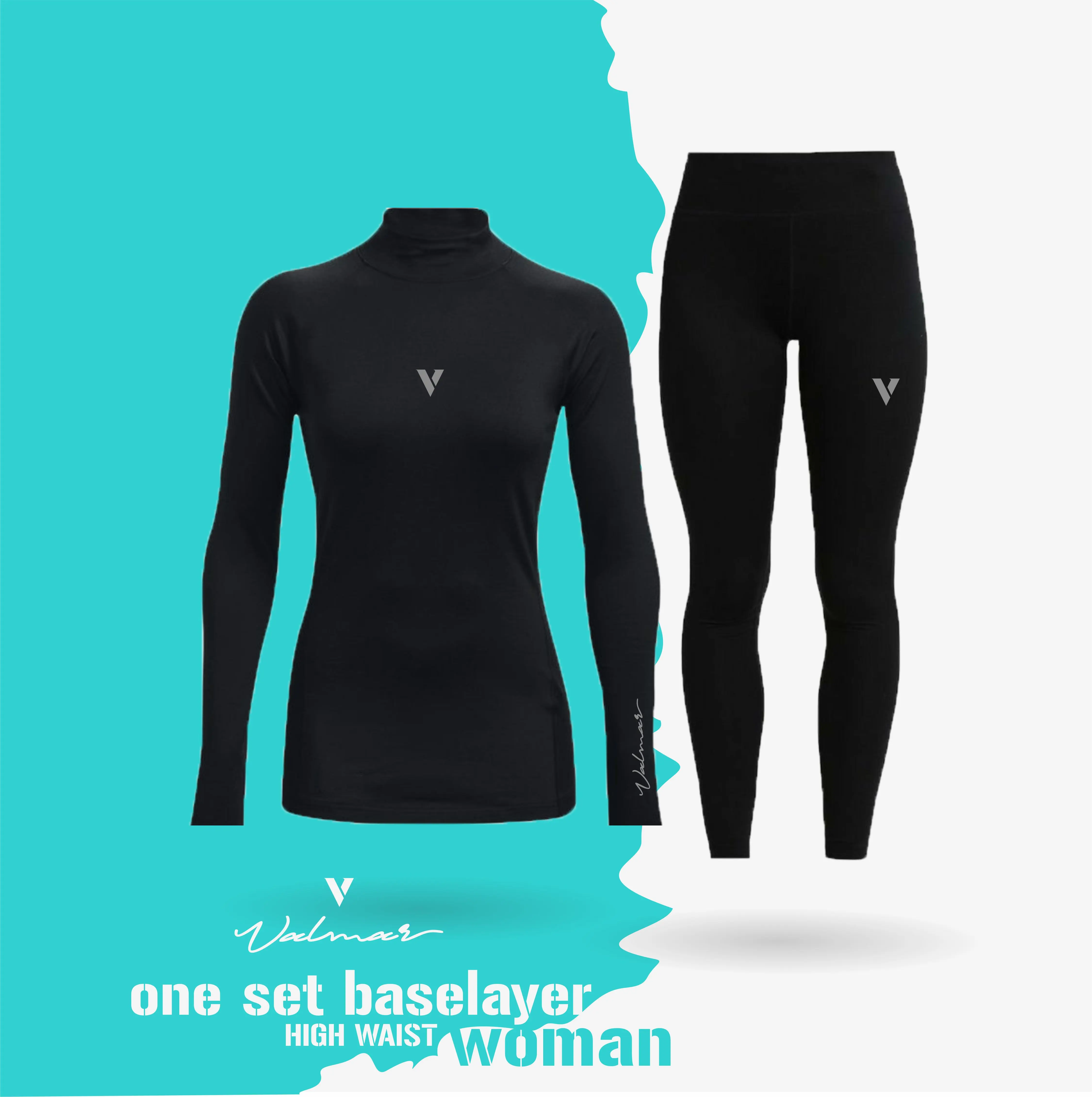 Valmar satu set baselayer manset dan legging panjang olahraga wanita / sport woman compression wear bahan spandex