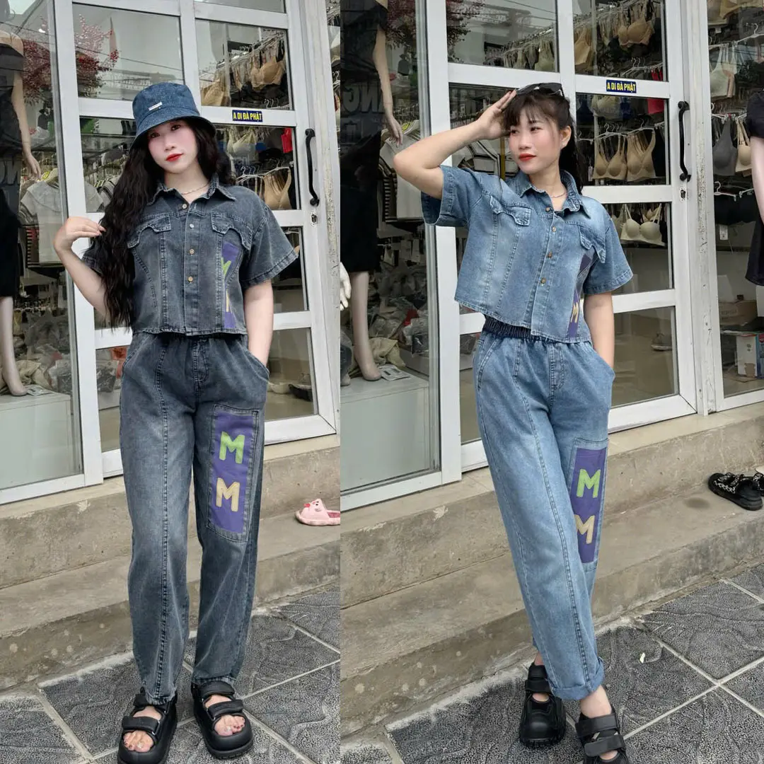 Set Bò Áo Crt Mix Quần Baggy Chữ M Cá Tính Năng Đông Trẻ Trung Mới Top Nữ GOBY OFFICIAL SBD05 Khuy