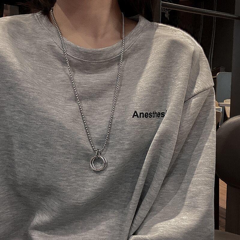 Product Introduction of Minority Fashion Ring Necklace Men's Ins Necklace Extended Sweater Chain Necklace Sweater Chain Long 21
