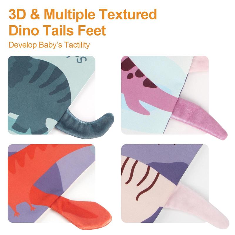 Product Introduction of Dinosaur Tail Cloth Book, 1 Count Early Education 3D Cloth Book, Early Learning Sensory Book, Educational Toy for Boys & Girls 3