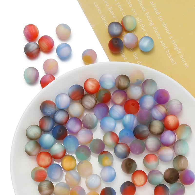 Product Introduction of St.kunkka 10pcs 8 10mm Resin Fantasy Matte Beads Round Perforated Beads For Diy Bracelet Necklace Jewelry Accessories Making 35