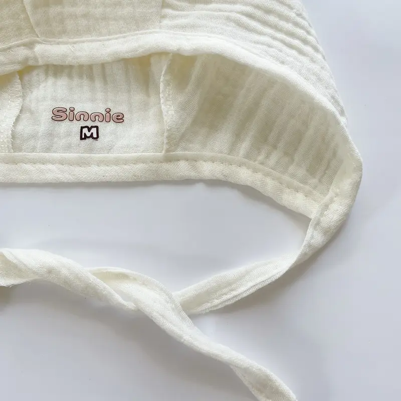 Mũ buộc dây tai gấu tai thỏ vải xô Muslin cho bé Sinnie, mũ tai thỏ siêu dài vải xô sợi tre thấm hút cho bé. Voi 2