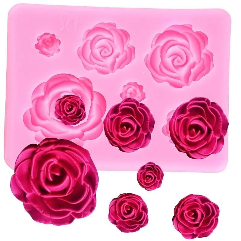 Rose Flower Shaped Silicone Mold, Non-slip Food Grade DIY Wedding Cupcake Cake Chocolate Gummy Mold, Kitchen Tool for Baking 0