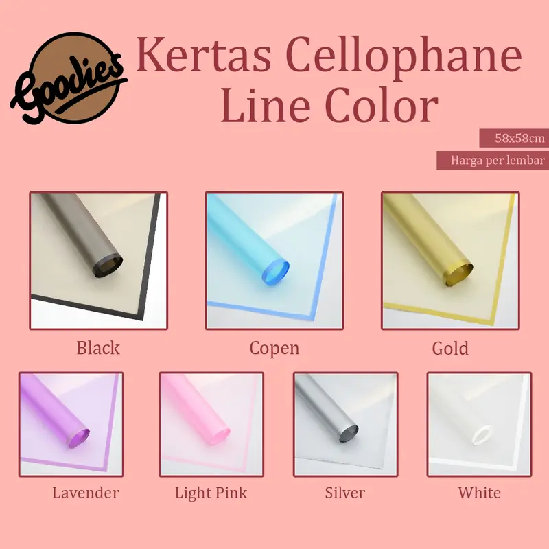 *5 LEMBAR* Kertas Cellophane Buket Bunga (Line Color) Flower Wrapping Paper Celophane / Chellophane Murah untuk Snack 0
