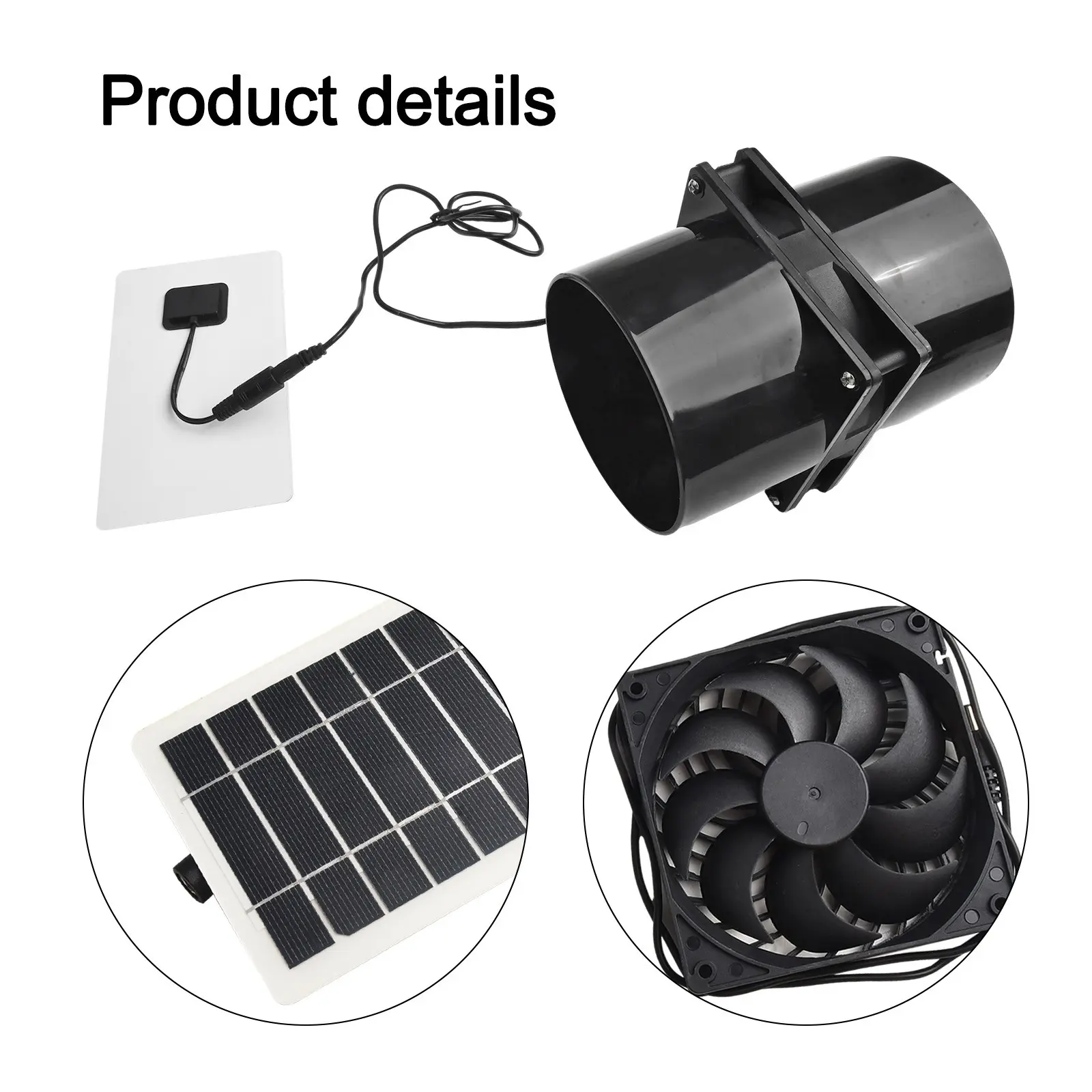 Solar Power Fan 10W 12V Solar Power Exhaust Fan for Pipe Ventilation Pet House