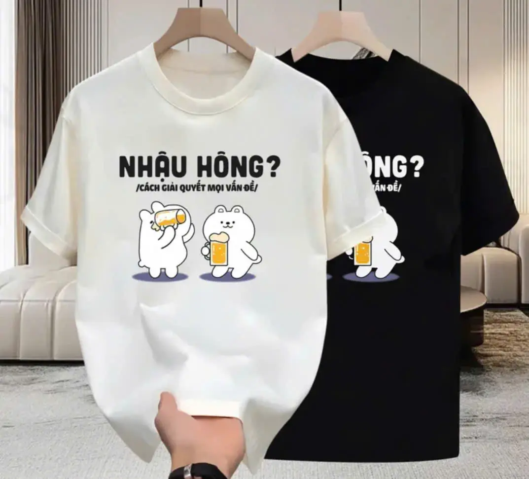 ÁO PHÔNG CỘC TAY NAM NỮ IN CHỮ NHẬU HÔNG KÈM HỌA TIẾT.HOTTREN.CHẤT VẢI MỀM MẠI THOÁNG MÁT