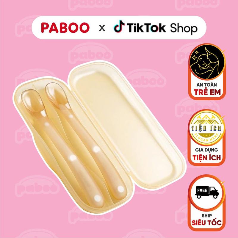 2 Thìa ăn dặm cho bé PABOO silicon cao cấp đạt chuẩn quốc tế độ bền cao đồng hành cùng bé trong mọi bữa ăn 