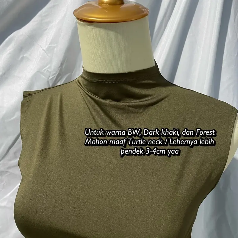 Slevelees turtleneck tangan pendek atasan wanita manset kutung premium leher tinggi Nyaman 2