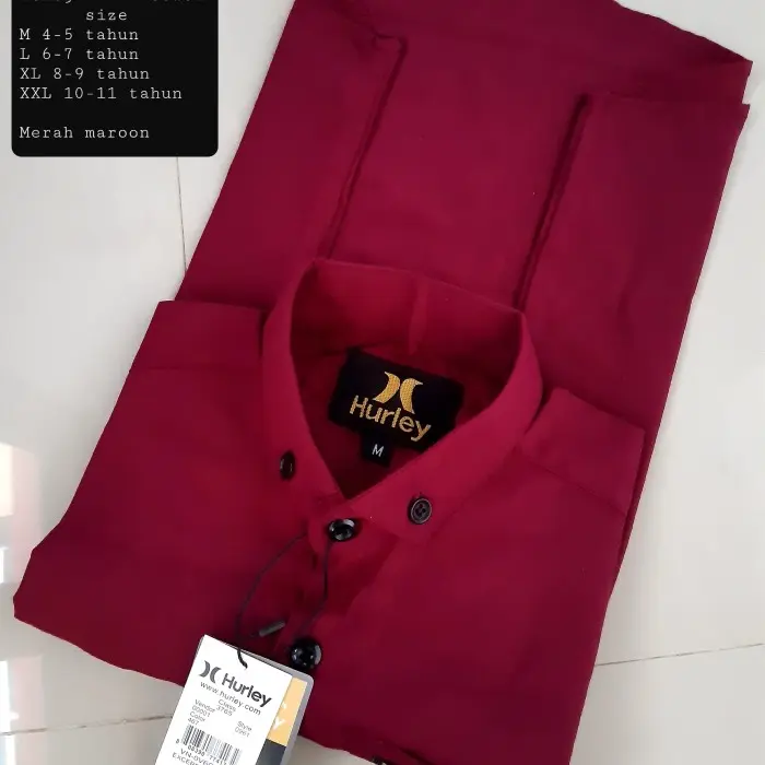 Kemeja Anak Laki Laki Lengan Pendek Warna Merah Marun