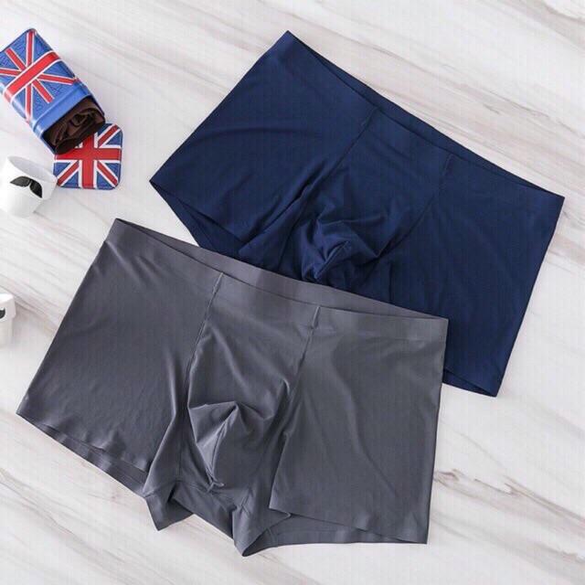 Quần Sịp Đùi Nam Đúc Su Thun Lụa Ép Lạnh Không Viền Hằn Vải Mát Menswear Boxer Quần Boxer Màu Đen