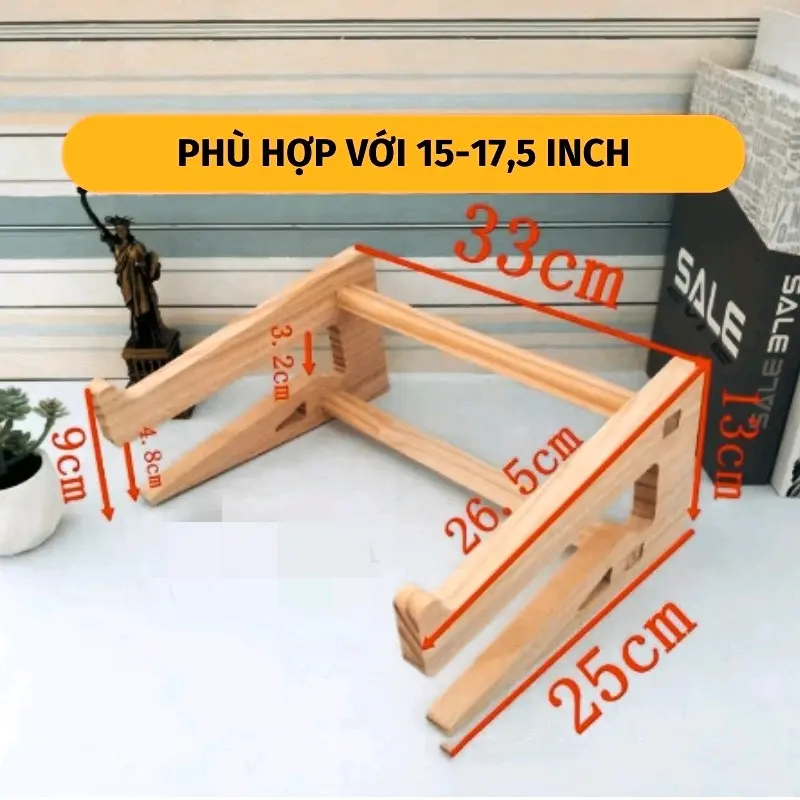 Kệ, Gía đỡ Laptop và Macbook Bằng Gỗ Cao Cấp Chính Hãng,Sơn bóng PU màu cánh dán, Tản Nhiệt Tự Nhiên, Có Khe Để Bàn Phím, Dễ Dàng Tháo Lắp 8