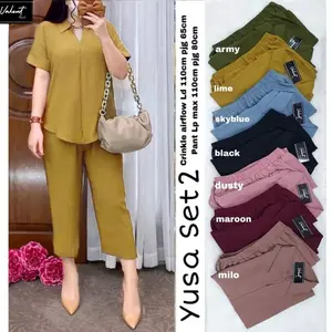SET YUSA SETELAN WANITA CRINGKLE AIRFLOW | SETELAN WANITA LENGAN PENDEK | ONE SET LENGAN PENDEK YUSA CRINGKLE