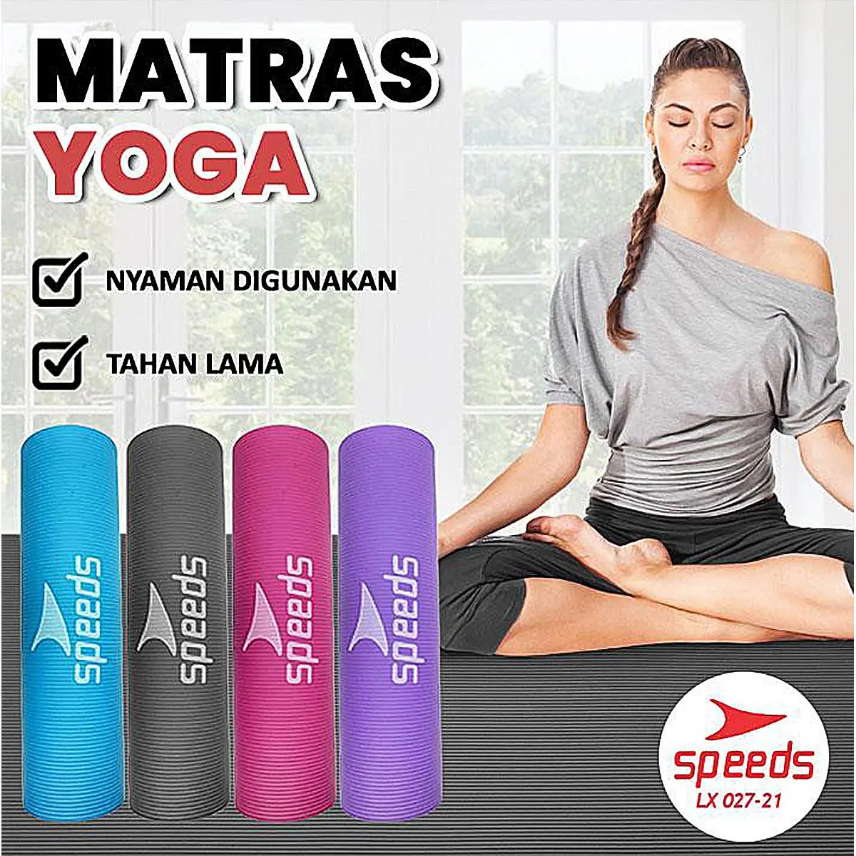 Matras Yoga Mat NBR Tebal 8 MM Matras Speeds Premium Anti Slip Untuk Yoga, Senam, Kegel, Olahraga Nyaman Untuk Ibu Hamil 027-21