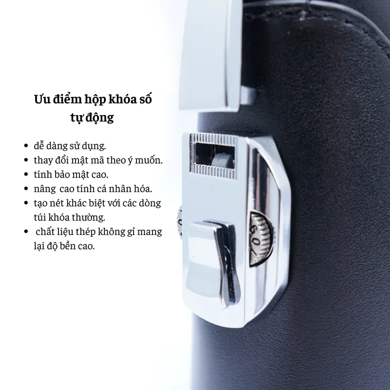 Túi kẹp nách nam da bò , clutch da cao cấp ví nam cầm tay khóa số tự động TB01 3