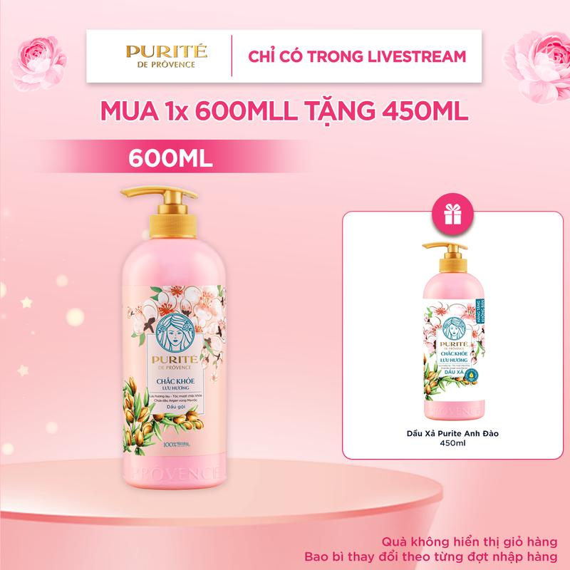 Combo Dầu Gội Purité Chắc Khỏe Lưu Hương 600ML + Tặng Dầu Xả Purite Chắc Khỏe Lưu Hương Anh Đào 450ML [S]