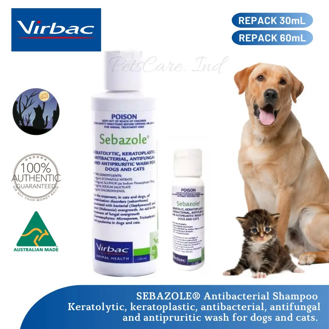 VIRBAC SEBAZOLE Shampoo anti bakteri dan jamur pada anjing & kucing