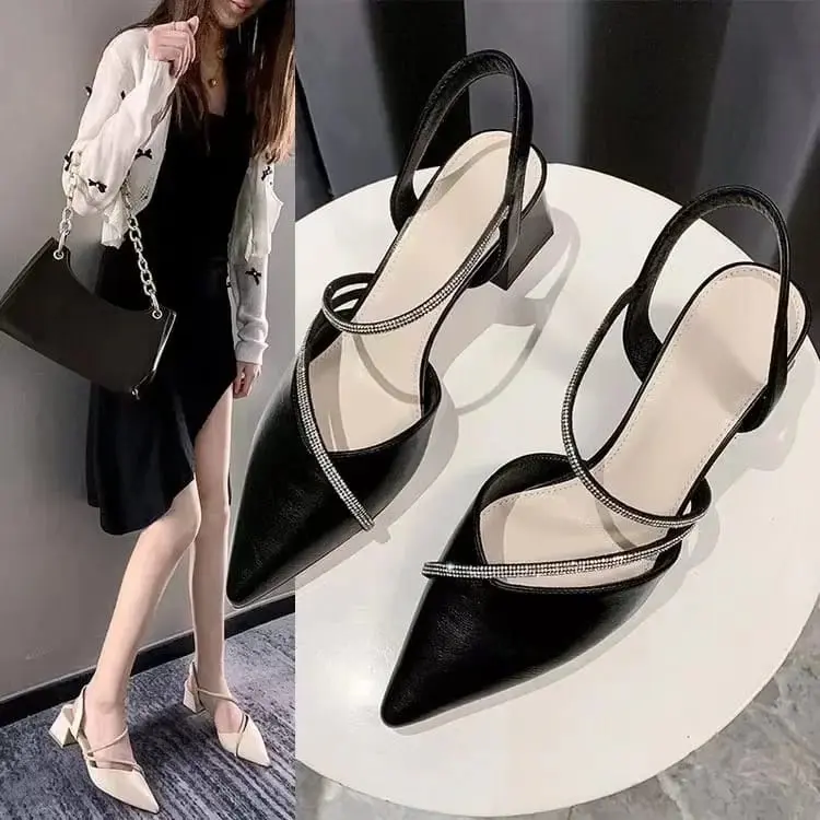 DM SHOES - SANDAL HEELS PESTA/FORMAL/LEBARAN HAK CHUNKY 5 CM MOTIT GLITERS SILANG KS 72 5