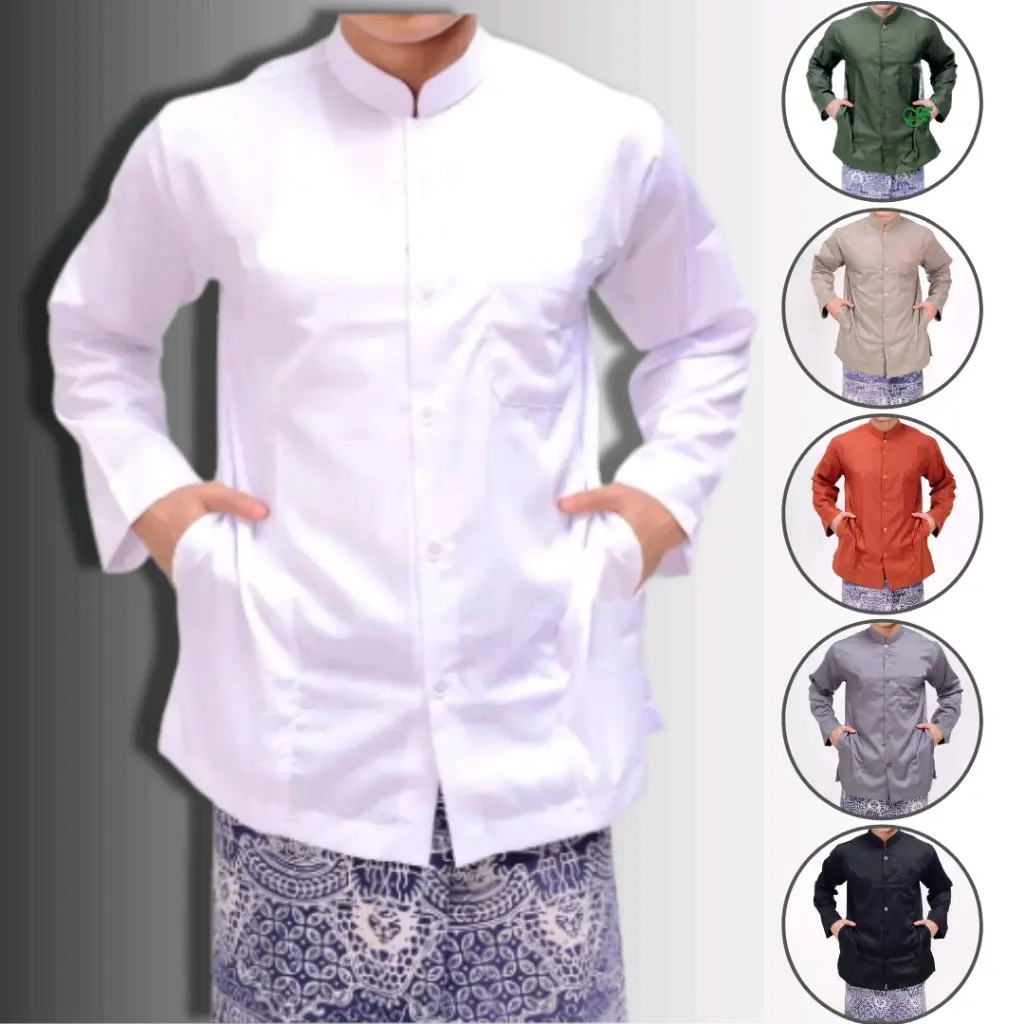 BAJU KOKO HAIBAH POLOS LENGAN PANJANG / KOKO HADROH HAIBAH PREMIUM Muslim / Saku Samping / Katun / Motif Polos