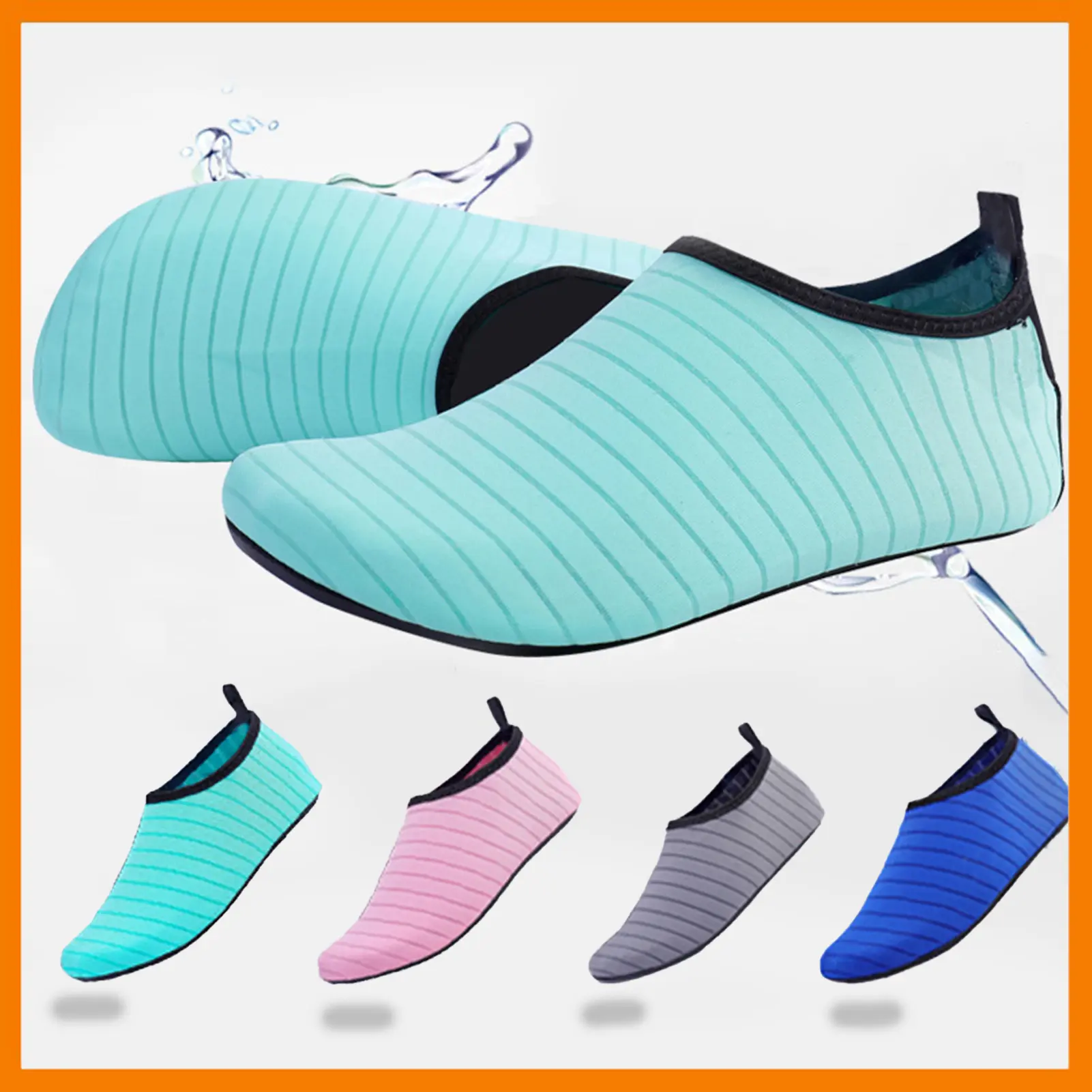 CEB 1 Pair Water Shoes Quick Drying Anti-slip Rubber Slip-on Lightweight Footwear Men Women Kids Beach Surfing Swimming Barefoot Socks Beach Wear
