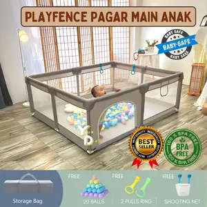 Pagar Tempat Main Kolam Mandi Bola Anak Rumah Taman Baby PlayFence Playmat Playpen Pengaman Lahan Main Anak Bersih Universal Anak-Anak
