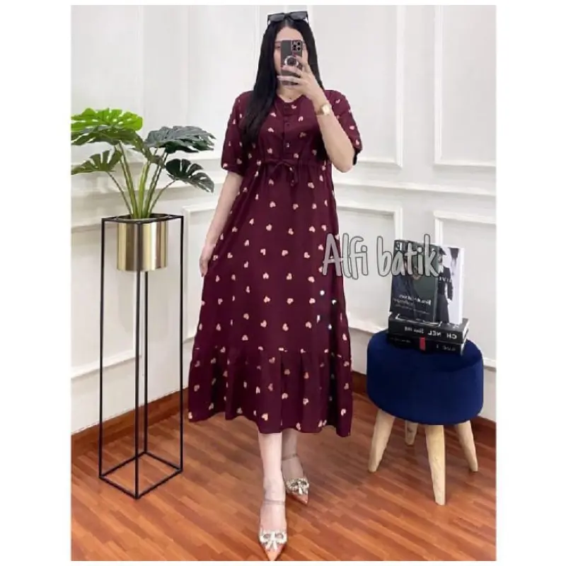 (Grosir Daster) Daster motif Love & motif Bintang ll busui kain rayon grade a terlaris Tebal 1