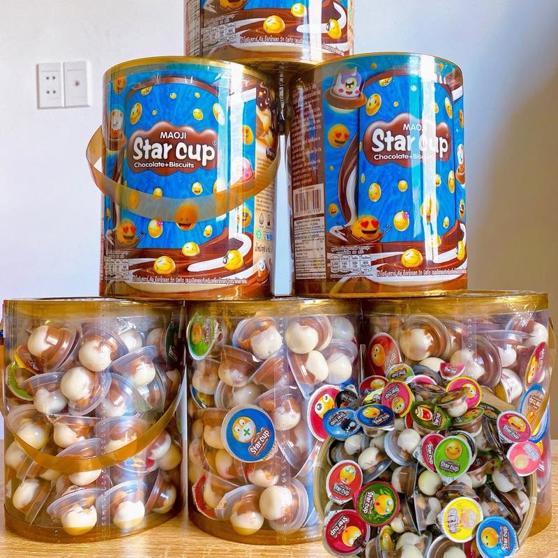 Hộp 100 Cốc Bánh Quy Socola Viên Star Cup Thái Lan Ăn Vặt Chocolate Sô Cô La