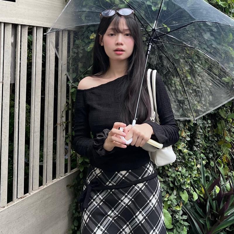 Mia Top - áo thun trễ vai nữ tặng kèm dây thiết kế tay loe dài nhiennhienvintage BA361 Women Trắng Sơ Mi Shirt 5