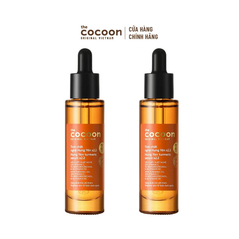 Combo 2 Tinh chất nghệ Hưng Yên C22 (serum) với 22% vitamin C sáng da chuyên sâu & mờ vết thâm Cocoon 30ml